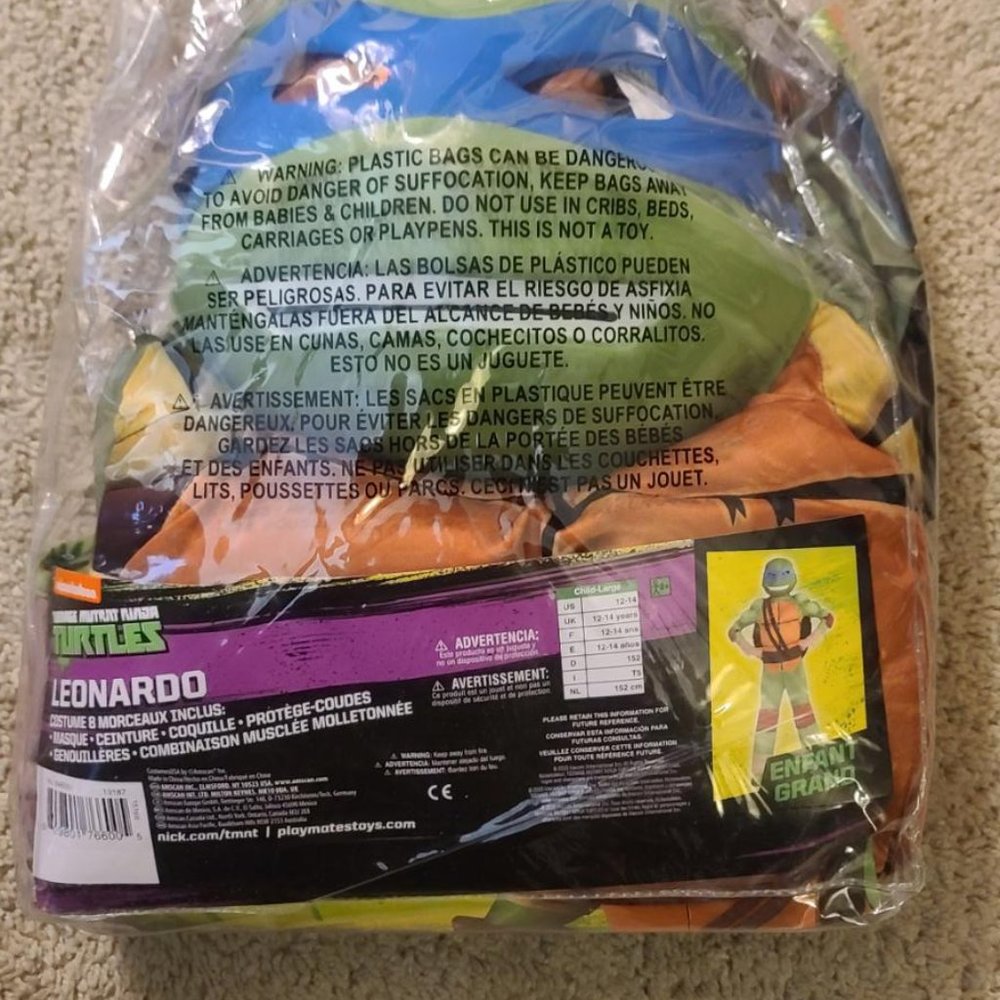 Teenage Mutant Ninja Turtles Leonardo Costume Kids Large 12-14 Deluxe Costume - Picture 10 of 10
